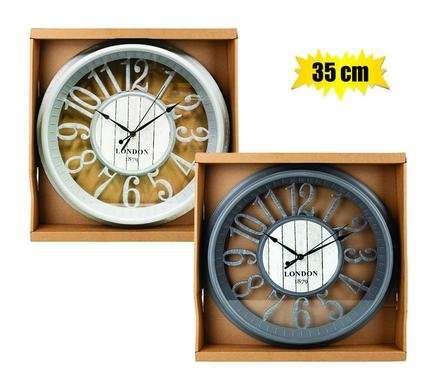 Clock wall qtz plastic decorative 35cm assorted