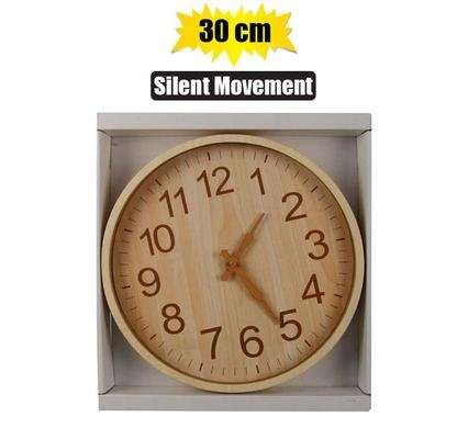 Clock wall plastic round wood-look 30cm