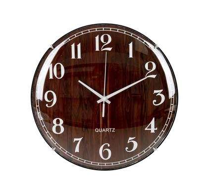 CLOCK WALL PLASTIC ROUND 30cm WOOD LOOK ASSORTED