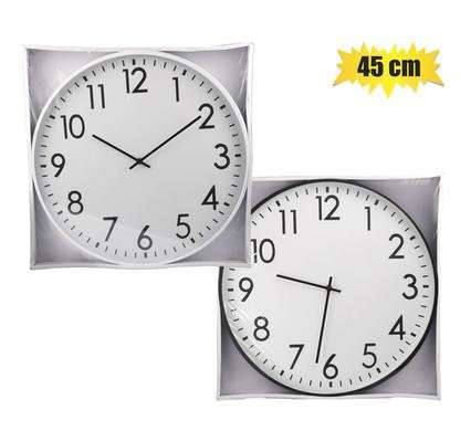 Clock wall qtz plastic round 45cm
