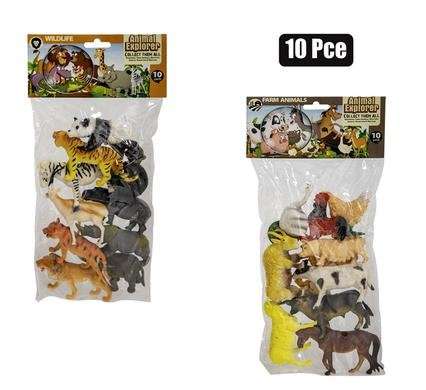 Animals assorted rubber 10 Piece