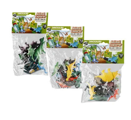 ANIMALS DINOSAUR RUBBER 12pc 6-8cm