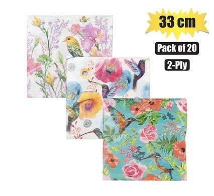 Serviettes 2ply 33cm 20 Piece birds