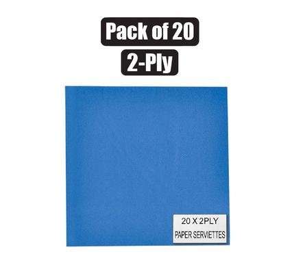 Serviettes 2ply 33cm 20 Piece plain blue