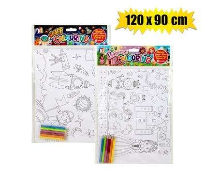 Colouring sheet 120x90cm w/pencil assorted