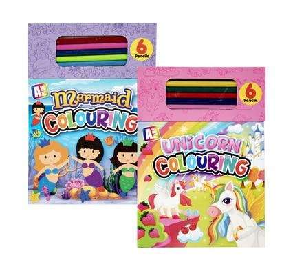 Book colouring pad girls w/pencils assorted