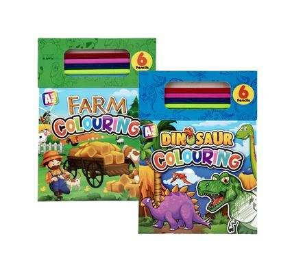 Book colouring pad boys w/pencils assorted