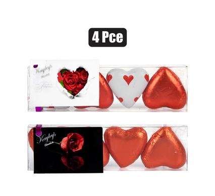 Sweet choc rp 4 Piece foil heart red (t)