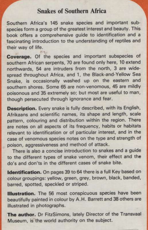 A Field Guide to the Snakes of Southern Africa - FitzSimons, V. F. M.