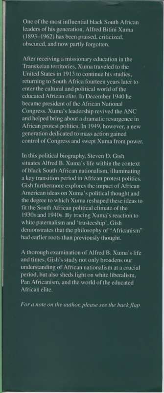 Alfred B.Xuma: African, American, South African SECONDHAND - Steven D. Gish