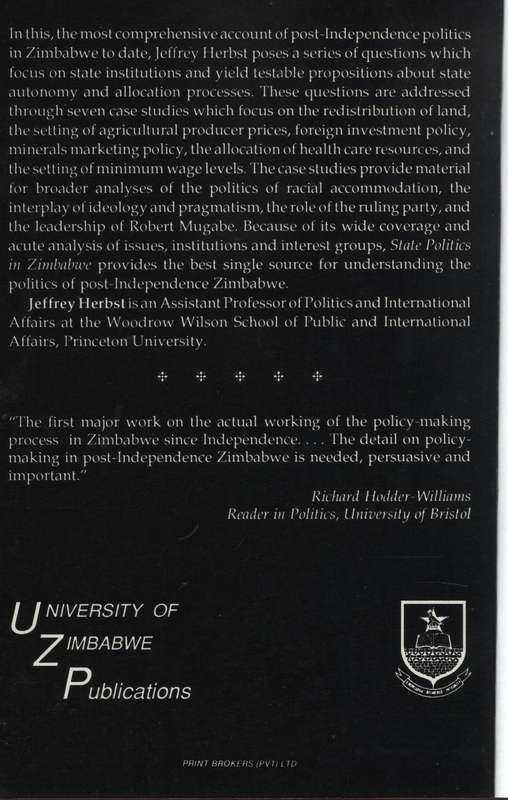 State Politics in Zimbabwe - Herbst, Jeffrey