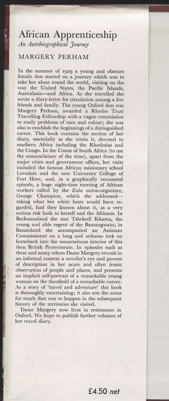 African Apprenticeship: An Autobiographical Journey - Perham, Margery
