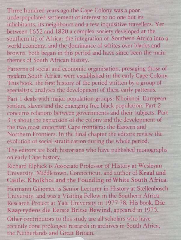 The Shaping of South African Society 1652-1820 - Elphick, Richard (ed); Gilio