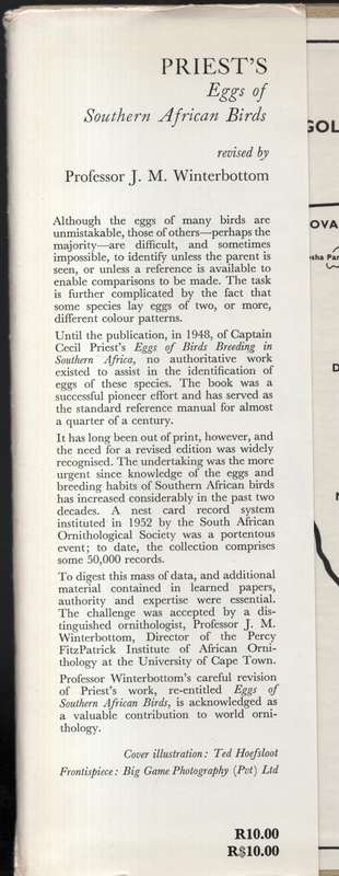 Priest's Eggs of Southern African Birds - Winterbottom, J. M.