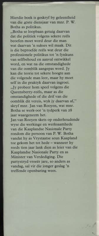 PW BOTHA 40 JAAR - VANROOYEN,JJ