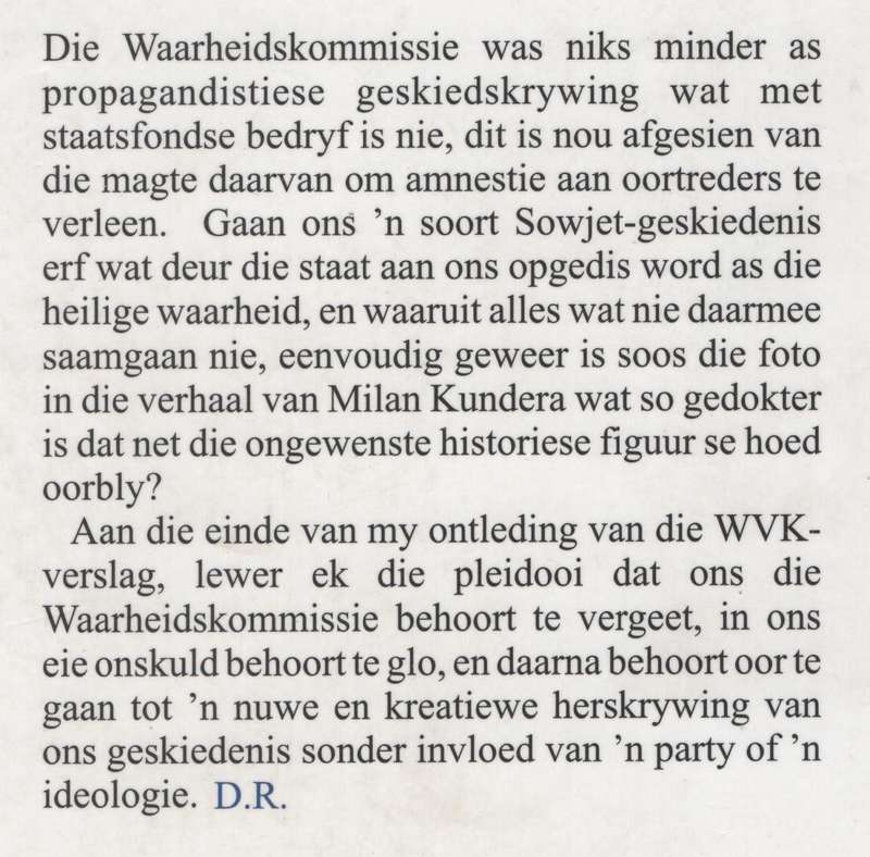 Om die Waarheidskommissie te Vergeet - Roodt, Dan
