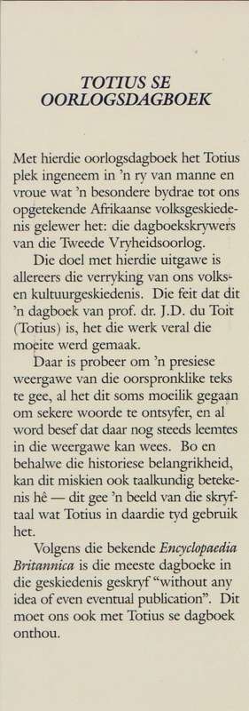 Totius se Oorlogsdagboek - d'Assonville, V. E.
