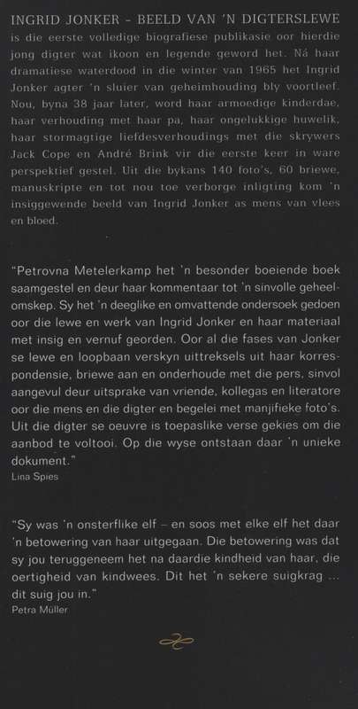 INGRID JONKER BEELD VAN N DIGTERSLEWE - METLERKAMP,P