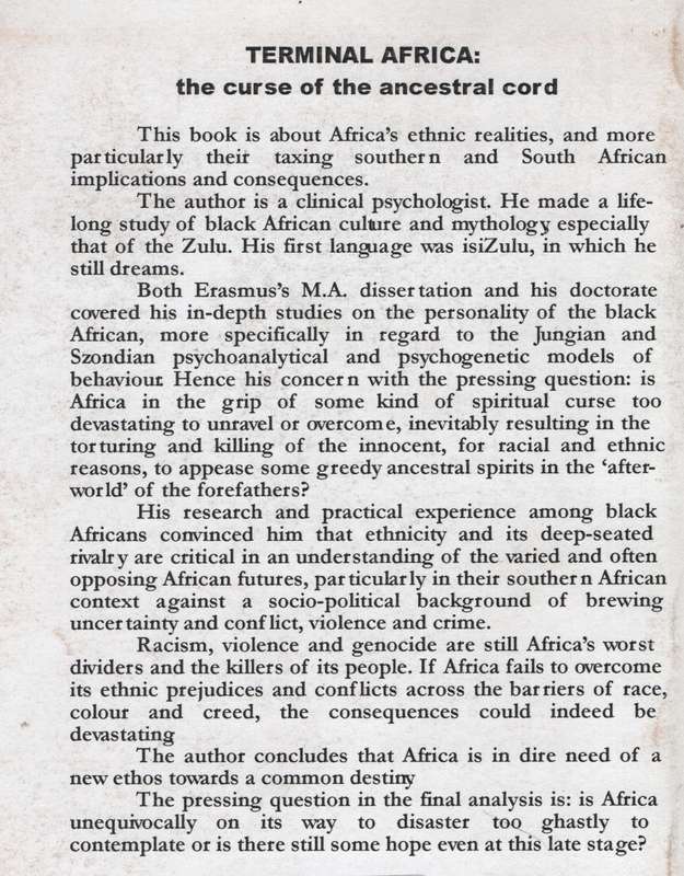 Terminal Africa: The Curse of the Ancestral Cord - Erasmus, P. F.
