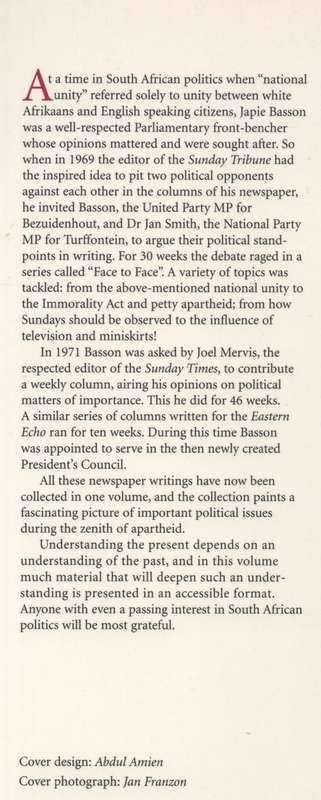 State of the Nation, As Viewed from a Front Bench in Parliament 1969 - Basson, Japie