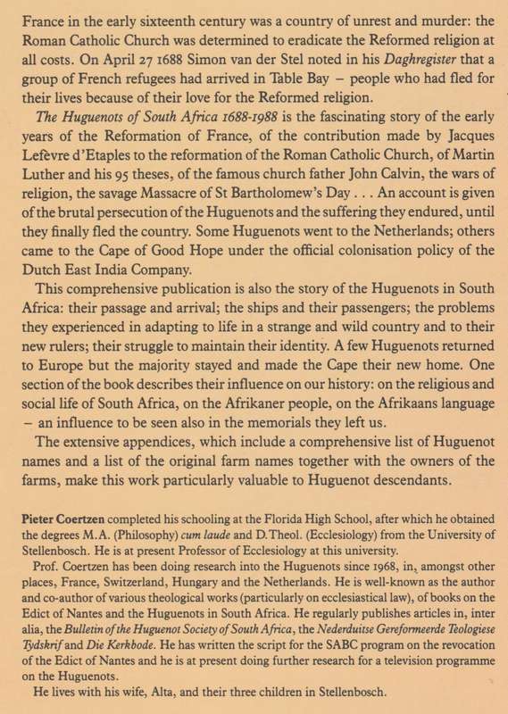 The Huguenots of South Africa 1688-1988 - Coertzen, Pieter