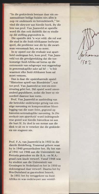 Die Evolusie van Apartheid en Ander Geskiedkundige Opstelle - Van Jaarsveld, F. A.