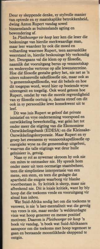 Anton Rupert: Pleitbesorger vir Hoop - Esterhuyse, W. P.