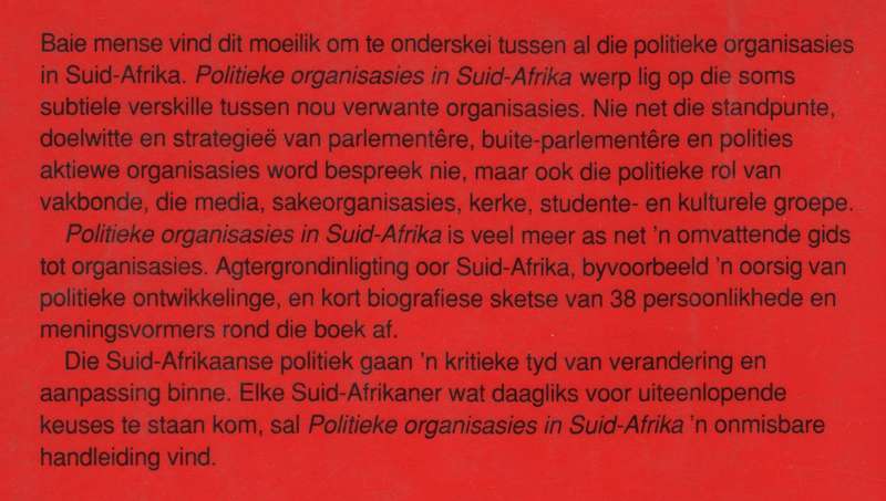 Politieke Organisasies in Suid-Afrika A-Z - KotzÃ©, Hennie; Greyling, An