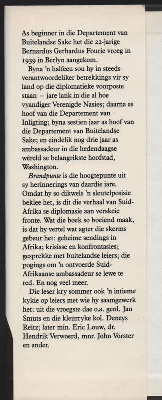 Brandpunte: Agter die skerms met Suid-Afrika se bekendste diplomaat - Fourie, Brand
