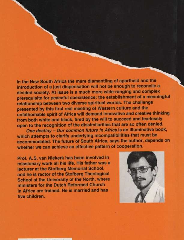One Destiny: Our Common Future in Africa - Van Niekerk, A. S.