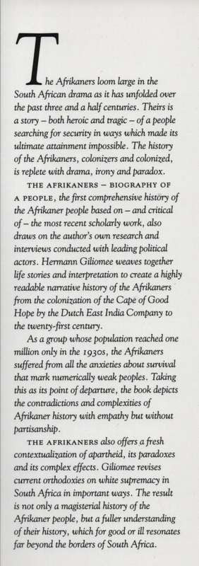 AFRIKANERS BIO OF A PEOPLE - Giliomee, Hermann