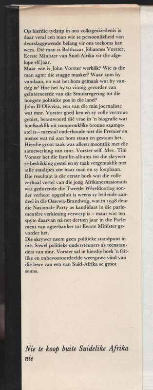 Vorster - Die Mens - D'Oliveira, John