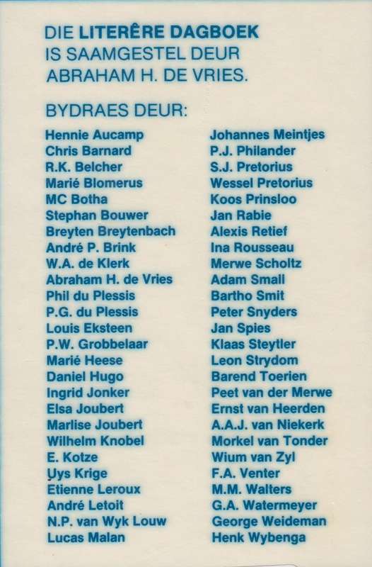 Perskor LiterÃªre Dagboek 1987 - De Vries, Abraham H.