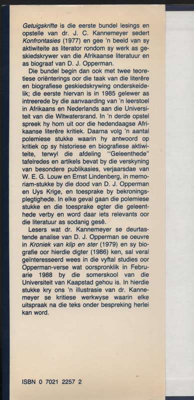 Getuigskrifte: Lesings en Opstelle - Kannemeyer, J. C.