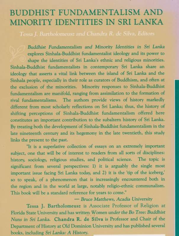 Buddhist Fundamentalism and Minority Identities in Sri Lanka - Bartholomeusz, Tessa J.; De