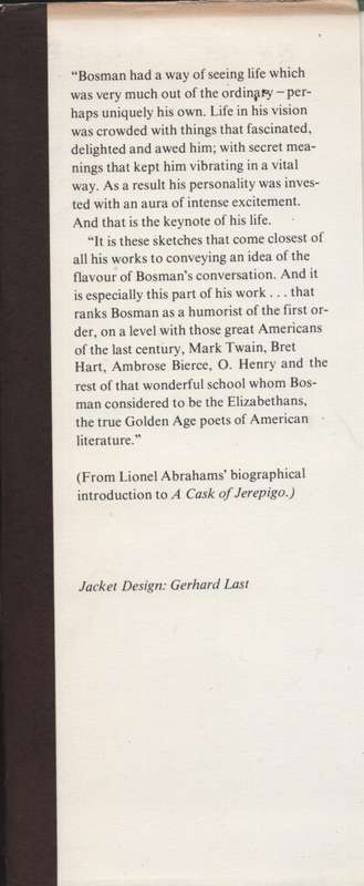 A Cask of Jerepigo - Bosman, Herman Charles