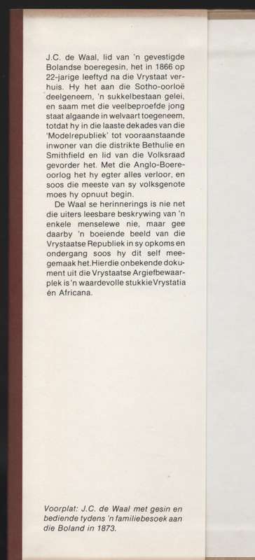 Die Herinneringe van J. C. de Waal - De Waal, J. C.; Schoeman, Ka