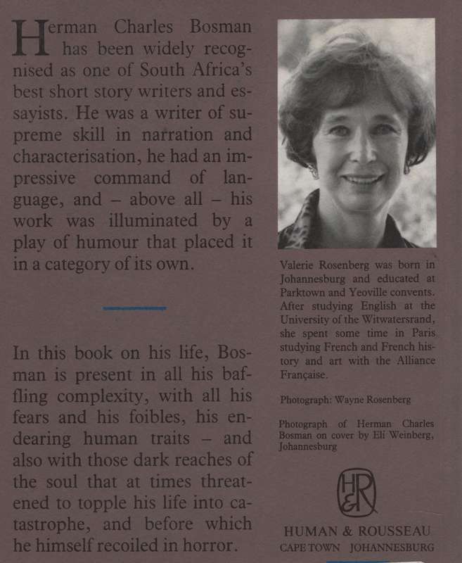 The Life of Herman Charles Bosman - Rosenberg, Valerie