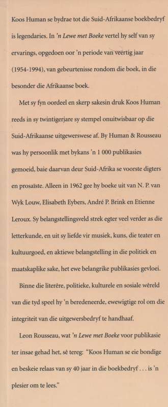n Lewe Met Boeke - Human, Koos