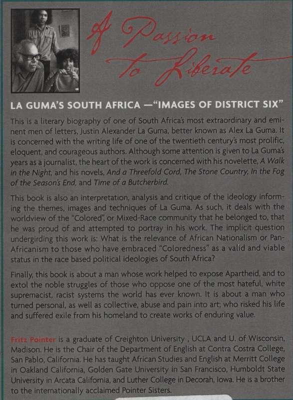 A Passion to Liberate: La Guma's South Africa - Images of District S - Pointer, Fritz