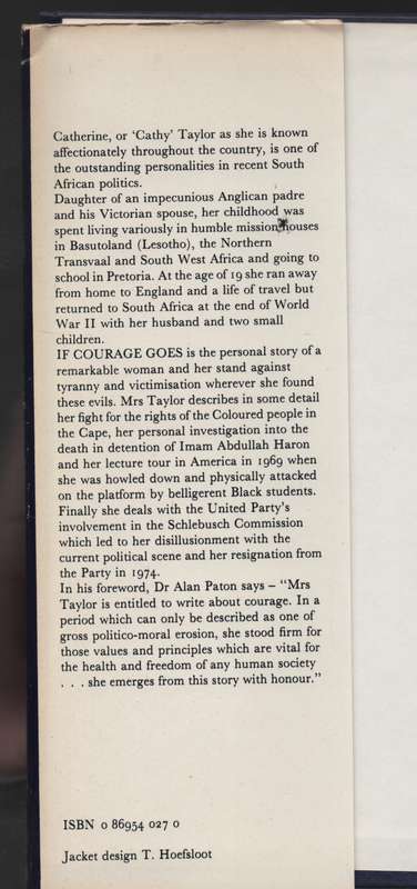 If Courage Goes: My Twenty Years in South African Politics - Taylor, Catherine