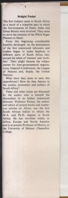 The South African Indian Question 1860-1971 - Pachai, Bridglal