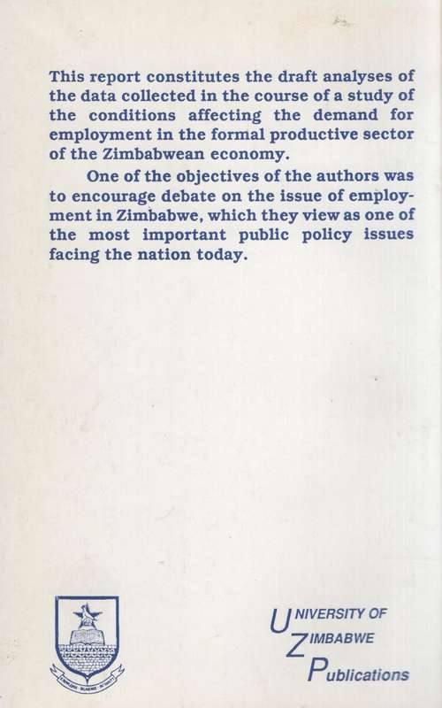 Formal Sector Employment Demand Conditions in Zimbabwe - Hawkins, A. M.; et al