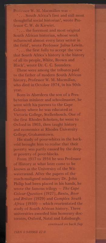 My South African Years - Macmillan, W. M.