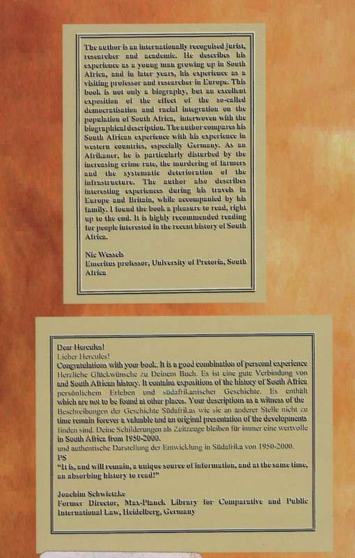 An Academic Life Over Continents. Reflections of an Afrikaner on the - Booyesen, Hercules