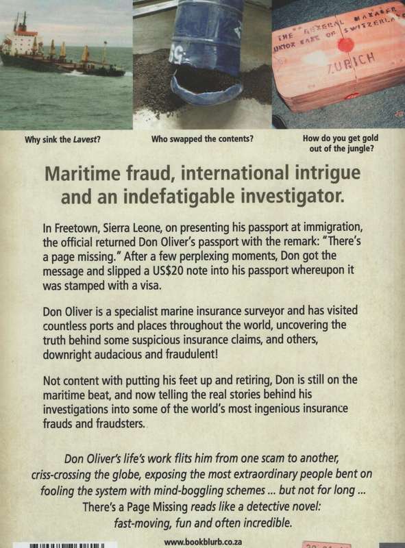 There's a Page Missing: Maritime Fraud, International Intrigue, and  - Oliver, Don
