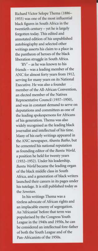 From Cattle-Herding to Editor's Chair. Van Riebeeck Society Second S - Themba, Richard Victor Selop