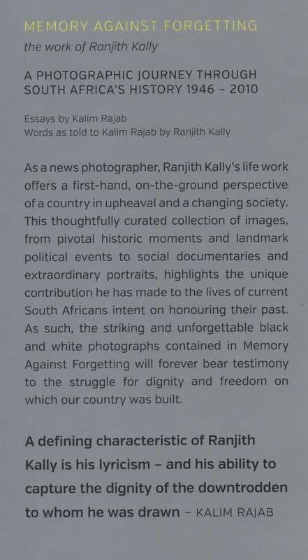 Memory Against Forgetting: A Photographic Journey Through South Afri - Kally, Ranjith