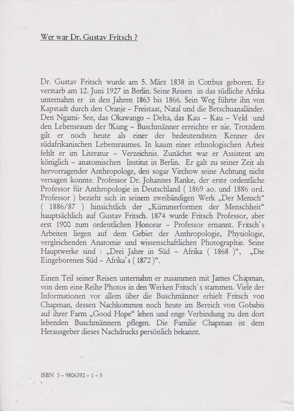 Die Eingeborenen SÃ¼d-Afrika's: Atlas. Band 2 als Reprint. - Fritsch, Gustav