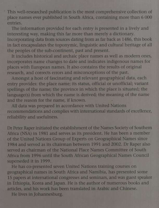 New Dictionary of South African Place Names - Raper, Peter E.